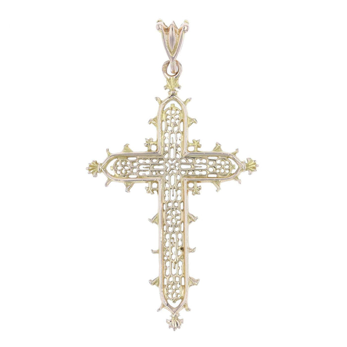 Pendentif Croix ajourée en or jaune 58 Facettes 17-011C