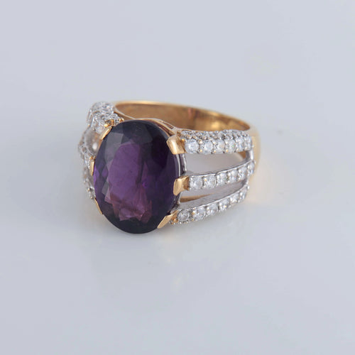 Bague Bague Cocktail améthyste et pierres blanches 58 Facettes