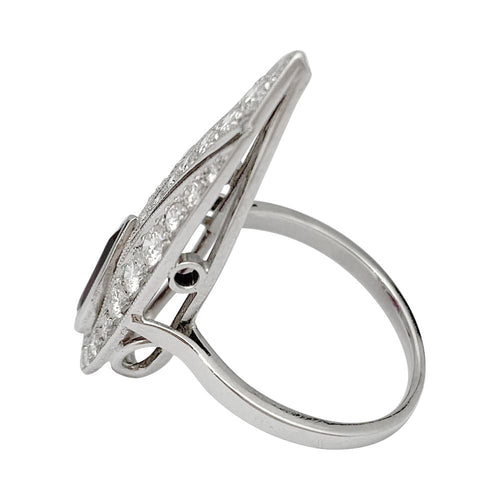 Bague 56 Bague platine, diamants, rubis de synthèse. 58 Facettes 31866