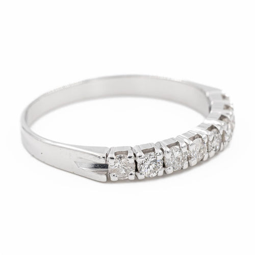 Bague 56 Bague Demi alliance Or blanc Diamant 58 Facettes 2225474CN