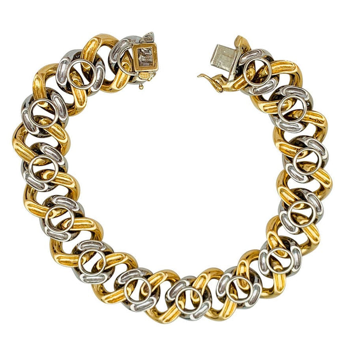 Bracelet Bracelet gourmette Fred or jaune et blanc, diamants. 58 Facettes 31634