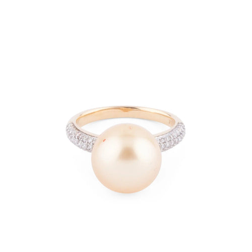 Bague Bague en or jaune, ornée d'une perle de culture Gold 58 Facettes