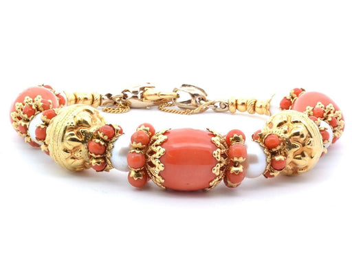Bracelet Bracelet Italien corail et perles de culture en or 58 Facettes 25199