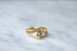 Ring 49.5 Retro Tank ring in yellow gold and diamond 58 Facettes