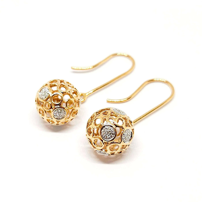 Boucles d'oreilles Boucles d'oreilles boules diamants or rose 58 Facettes