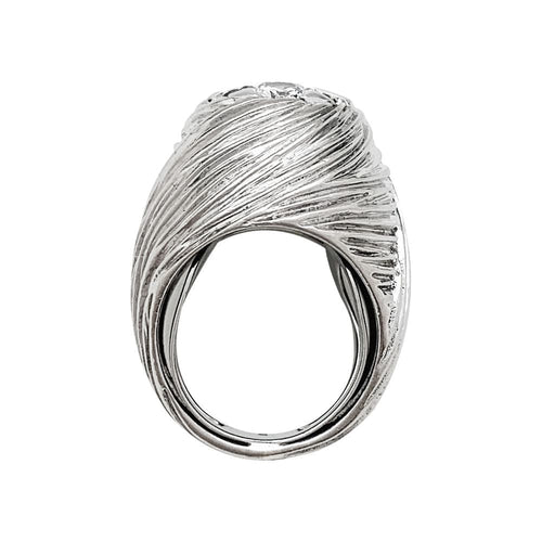 Bague 46 Bague dôme en or, platine et diamants. 58 Facettes 30943