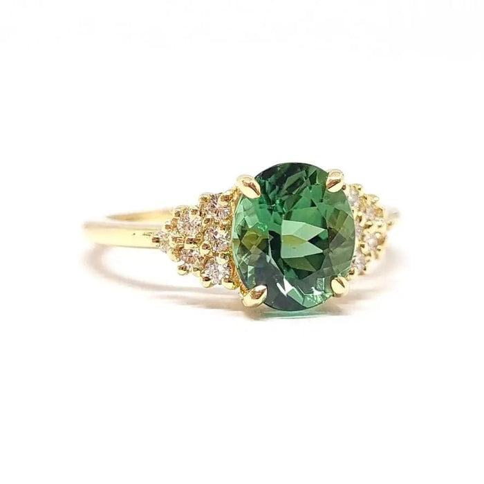 Bague Bague tourmaline verte diamants or jaune 58 Facettes