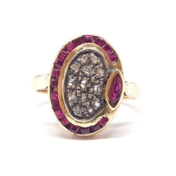 Bague Bague rubis diamants or rose 58 Facettes