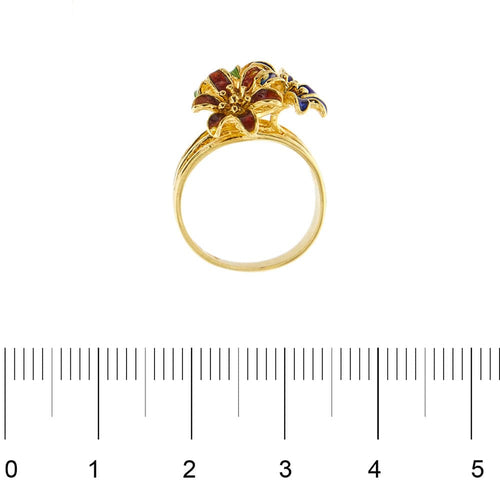 Bague 49 Bague fleurs émaillées 58 Facettes 32423