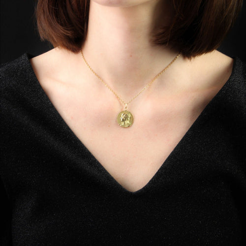 Pendentif Médaille ancienne en or Marianne et Coq 58 Facettes CVP57