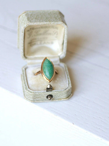 Bague marquise amazonite & or rose 58 Facettes