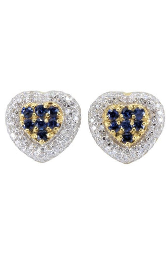 Boucles d'oreilles BOUCLES D"OREILLES COEURS SAPHIRS ET DIAMANTS 58 Facettes 056751