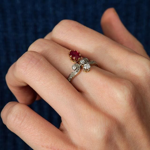 Bague 55.5 Bague Duchesse Diamants Rubis de synthèse 58 Facettes