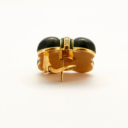 Boucles d'oreilles Boucles d'oreilles trèfle Tourmalines vertes Diamants 58 Facettes