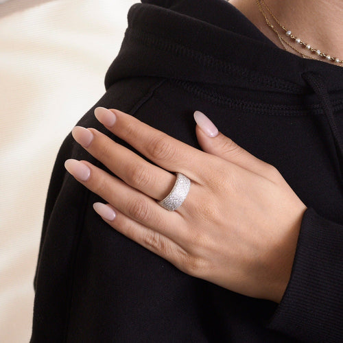 Bague 55 Bague jonc pavage Diamants 58 Facettes EL2-105