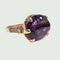 Bague 56 Bague au design contemporain du XXe siècle en or 18 carats avec diamants et améthyste 58 Facettes Q850