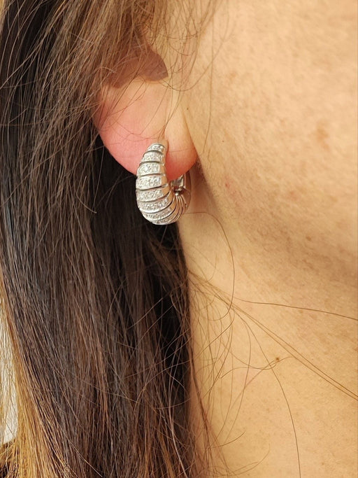 Boucles d'oreilles Créoles or blanc et diamants 58 Facettes RA-655