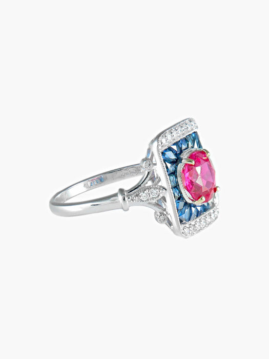 Bague 52 Bague Spinelle Saphirs Diamants 58 Facettes