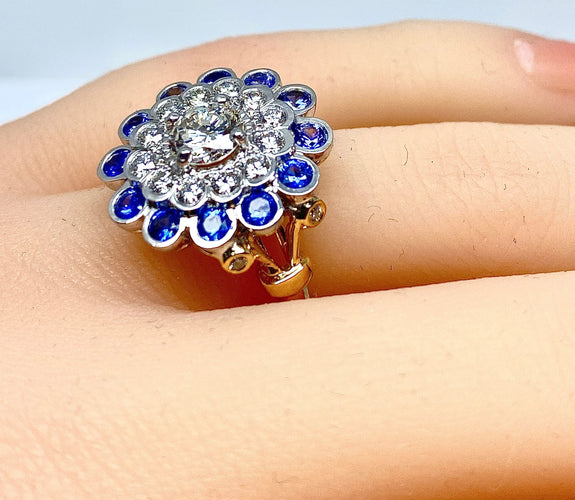 Bague 51 Bague Or blanc Diamants Saphirs 58 Facettes AB241