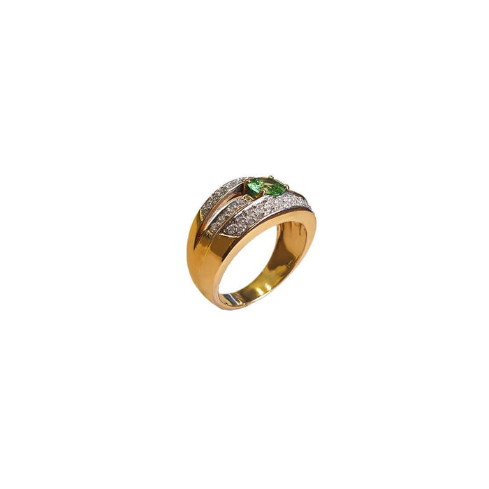 Bague 55 Bague Or jaune Diamants Tourmaline verte 58 Facettes 41650034