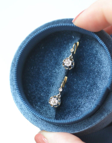 Boucles d'oreilles Dormeuses anciennes en or, platine, et diamants 58 Facettes