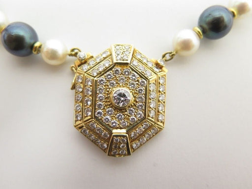 Collier collier pendentif octogonal or 18k perles de cultures 84 diamants 1ct 58 Facettes 247248
