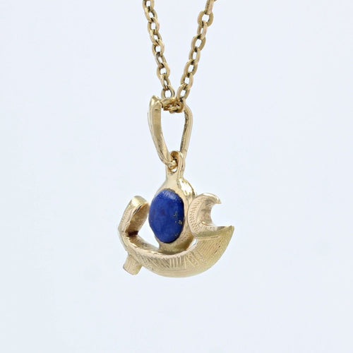 Pendentif Pendentif or jaune barque égyptienne pierre lapis lazuli 58 Facettes 21-791B