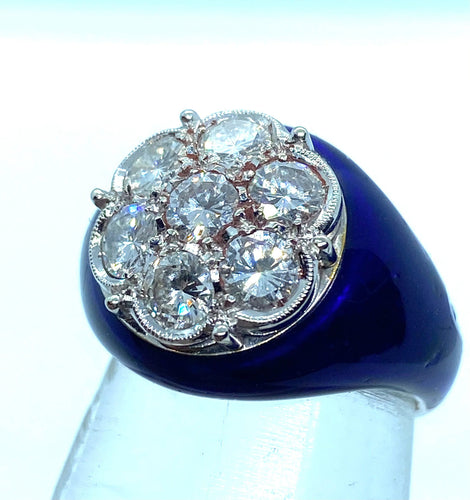 Bague Bague diamants émaillés bleus 58 Facettes