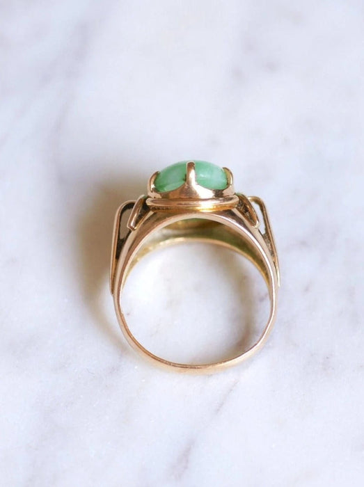 Bague Bague chevalière boule vintage en or rose et jade 58 Facettes