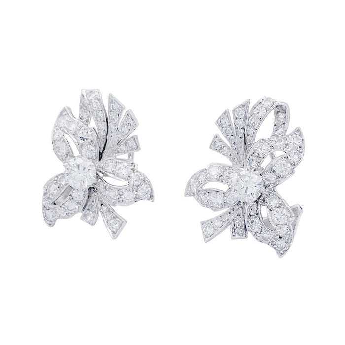 Boucles d'oreilles Boucles d'oreilles, platine, diamants. 58 Facettes 32536