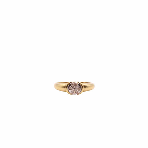 Pave diamond solitaire ring in yellow and white gold 58 Facettes