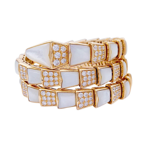 Bracelet Bulgari bracelet, “Serpenti Viper”, pink gold, diamonds, mother-of-pearl. 58 Facettes 33142