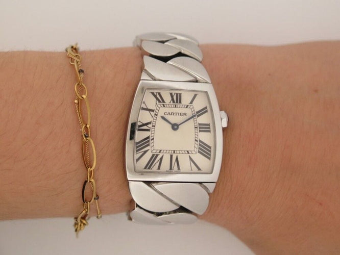 Montre montre CARTIER la dona large 2835 28 mm quartz acier palladie 58 Facettes 253462