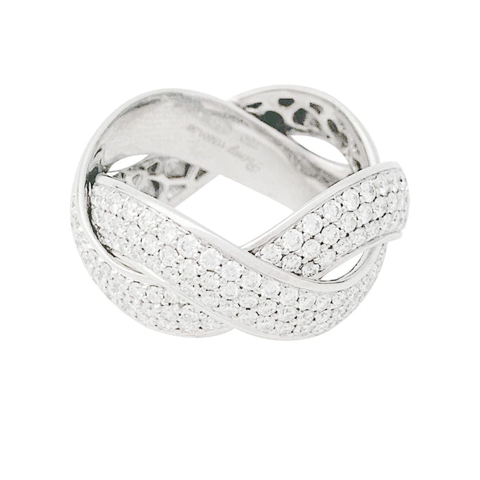 Bague 58 Bague Poiray, "Tresse", or blanc et diamants. 58 Facettes 31069