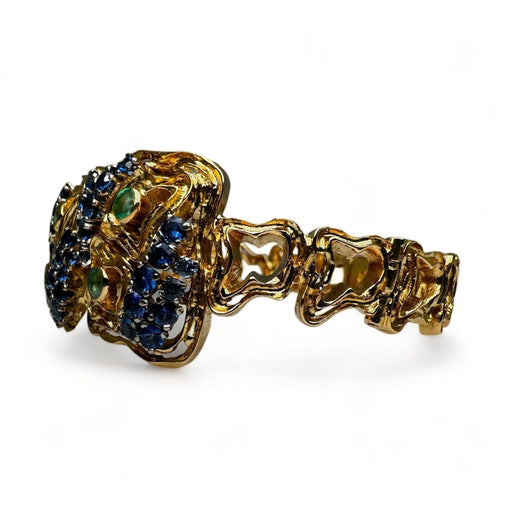 LALAOUNIS Bracelet - Vintage Sapphires Emeralds Yellow Gold Bracelet 58 Facettes
