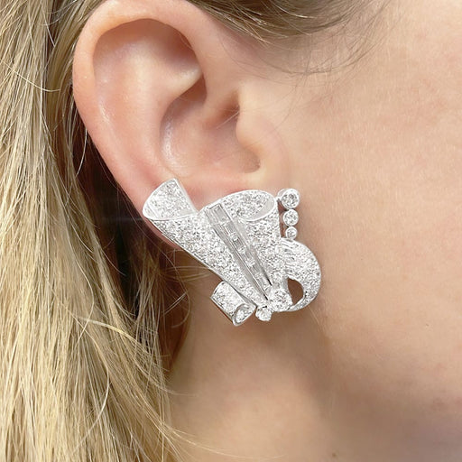 Boucles d'oreilles Boucles d'oreilles vintage, or blanc, platine, diamants. 58 Facettes 32346