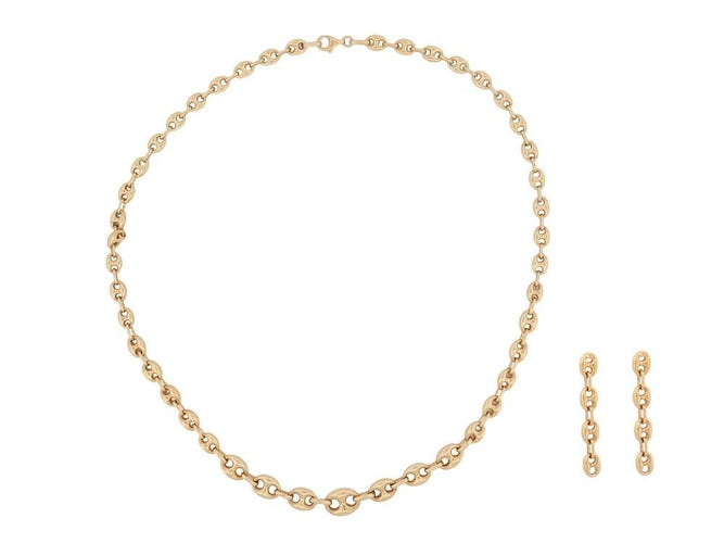 Collier parure collier + boucles d'oreilles maille grain de cafe or 18k 58 Facettes 258005