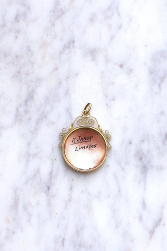 Pendentif Pendentif vintage émail de Limoges en or jaune 58 Facettes