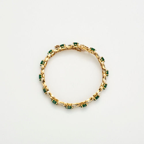Bracelet Bracelet or jaune, émeraude et diamants 58 Facettes