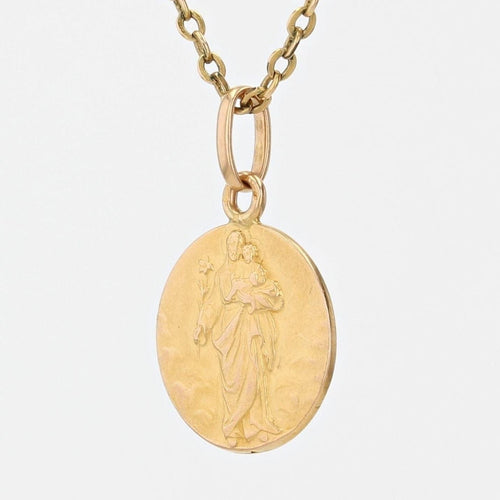 Pendentif Médaille Saint Joseph au lys 58 Facettes 18-002A