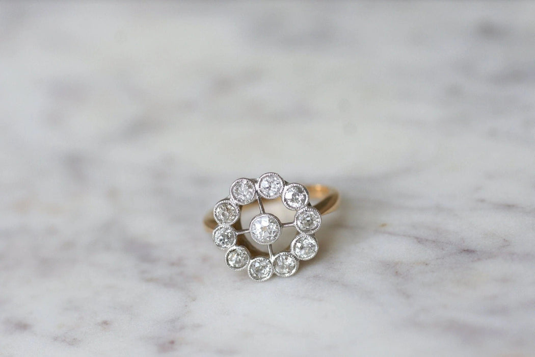 Bague Bague marguerite ancienne diamants 58 Facettes