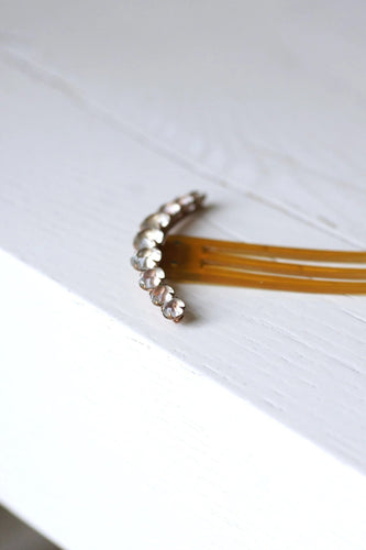 Accessoire Peigne ancien demi lune, pierres du Rhin sur corne 58 Facettes