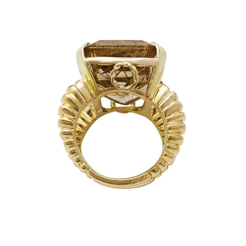 Bague 53 Bague en or jaune et quartz cheveux d'ange. 58 Facettes 30706