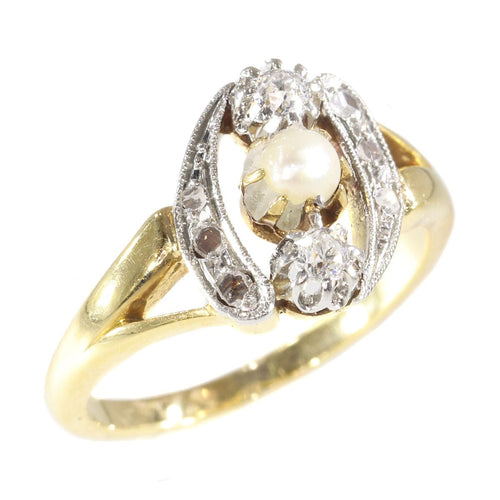 Bague 52 Bague diamant et perle 58 Facettes 14009-0037