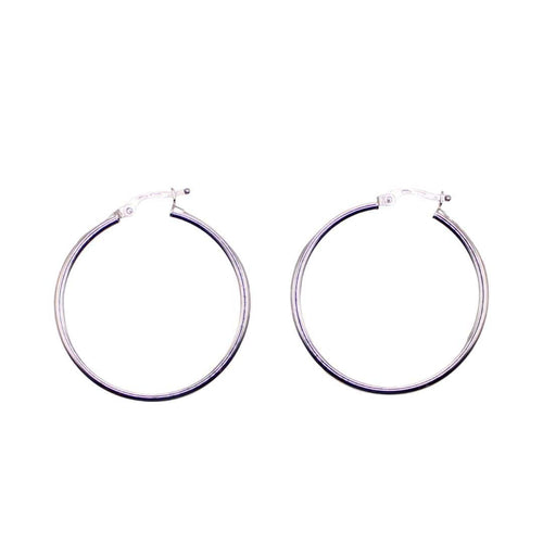 Boucles d'oreilles Créoles or blanc 18 carats 58 Facettes