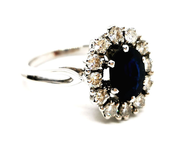 Bague 52 Bague Fleur Or blanc Saphir 58 Facettes 1269764CN