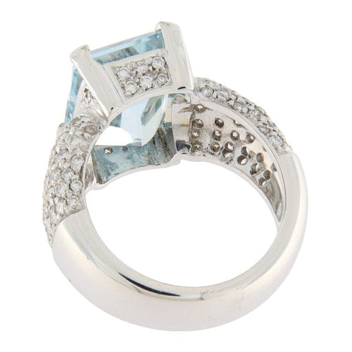 Bague 53.5 Bague  aigue-marine pavage diamants 58 Facettes G3417