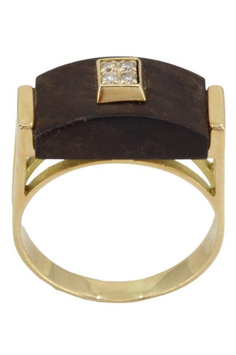 Bague BAGUE MODERNE ÉBÈNE ET DIAMANTS 58 Facettes 051891