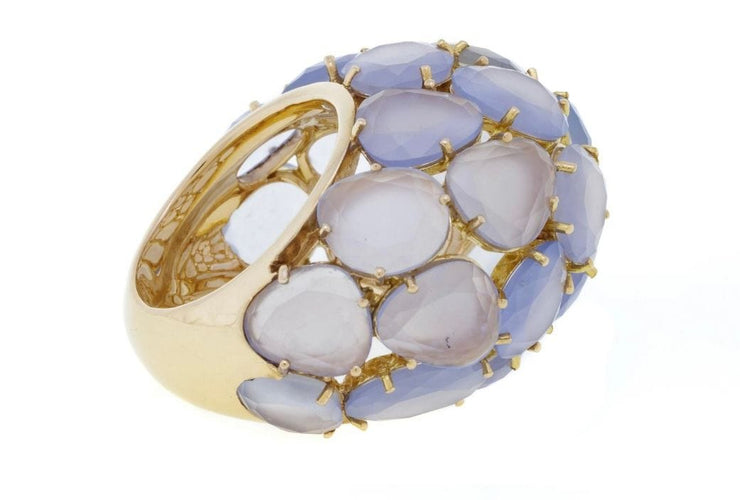 Bague 54 POMELLATO. Collection Capri, bague or rose 18K et calcédoines 58 Facettes