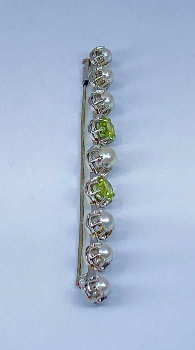 Broche Broche barette en or 18 carats et platine en perles et peridots 58 Facettes AB275